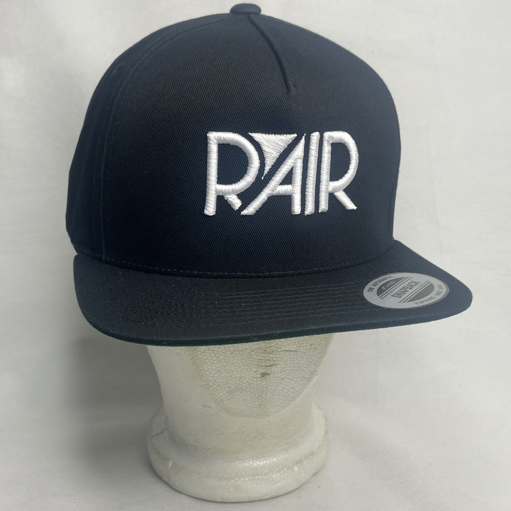 Rair Systems Puff Logo Embroidered Hat Adjustable SnapBack Black White Cap